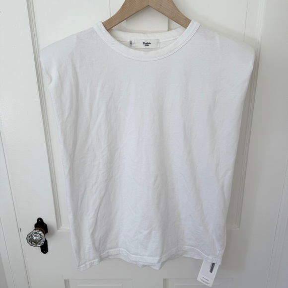 The Frankie Shop Eva Padded Shoulder Muscle Sleeveless T-Shirt Tank White Small - Picture 4 of 8
